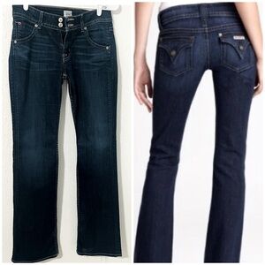 Hudson Women’s Signature Midrise Bootcut Jeans Dark Wash Size 28x34 Flap Pockets